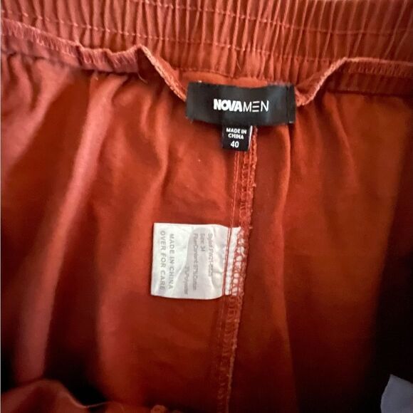 Nova men brick red pull up cargo pants sz 40 elasticized waist zip front pockets - Picture 6 of 6